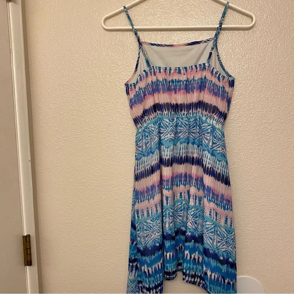 Children’s Place Girl long tie dye blue chiffon spaghetti strap dress long 10/12